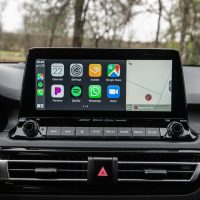 Central touchscreen of the 2021 Kia Seltos showing Apple CarPlay